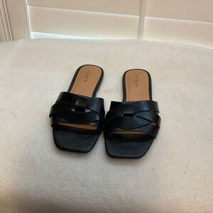 Indigo Black Woven Slide Sandals